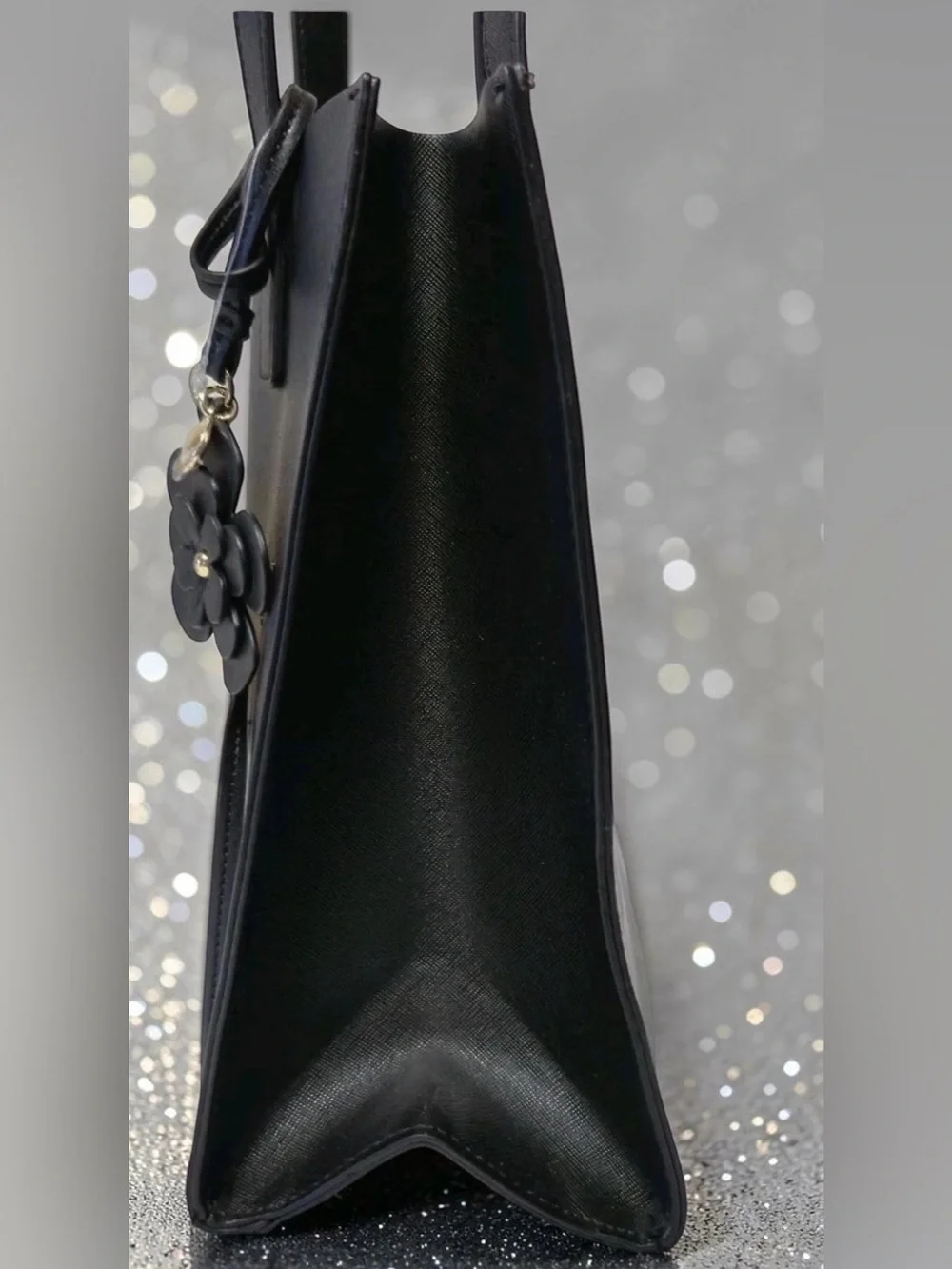 Ted Baker The Icon Black Tote Bag Flower Charm Embossed Logo Double
Handles NWT - Picture 5 of 6